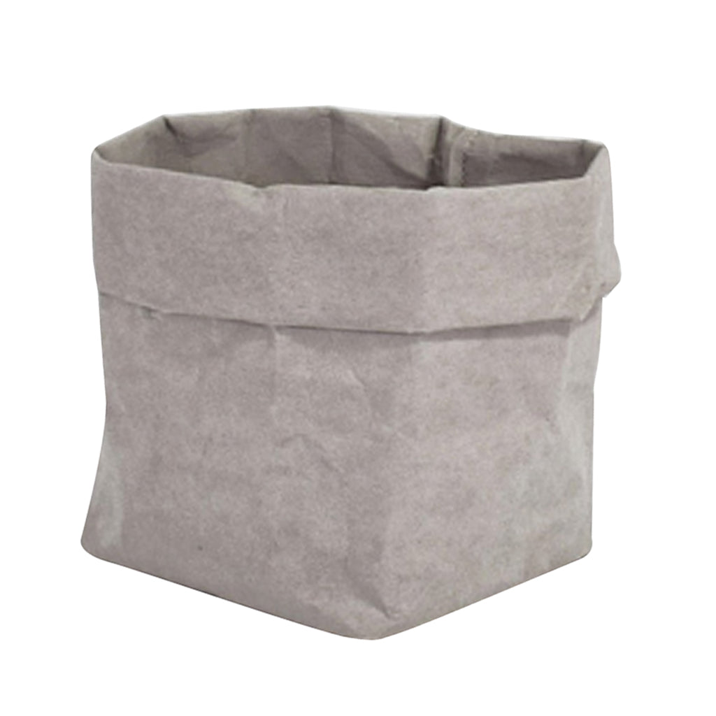 Washable Kraft Paper Bag Plant Flower Pot Storage Bag 25x25x40cm Grey