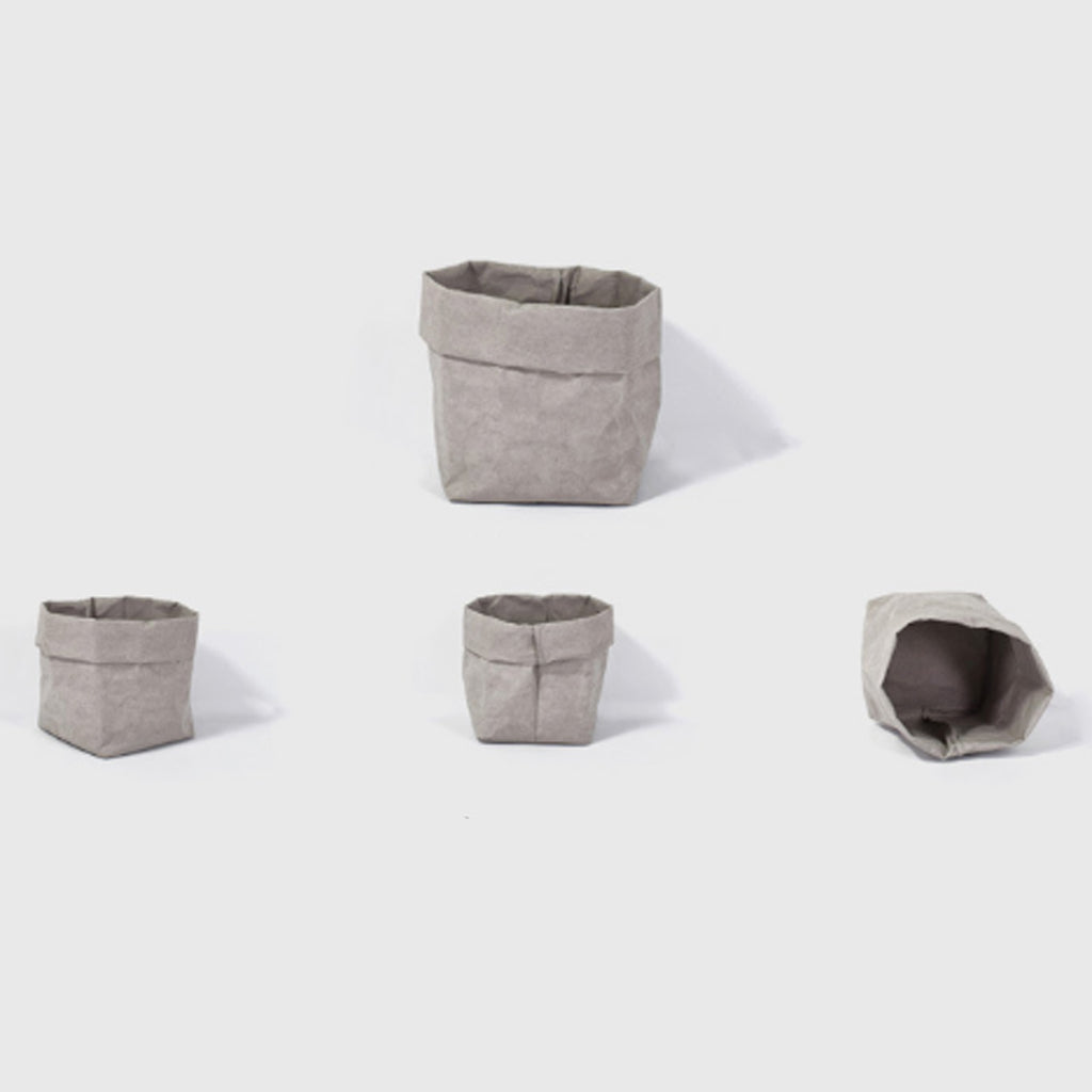 Washable Kraft Paper Bag Plant Flower Pot Storage Bag 25x25x40cm Grey