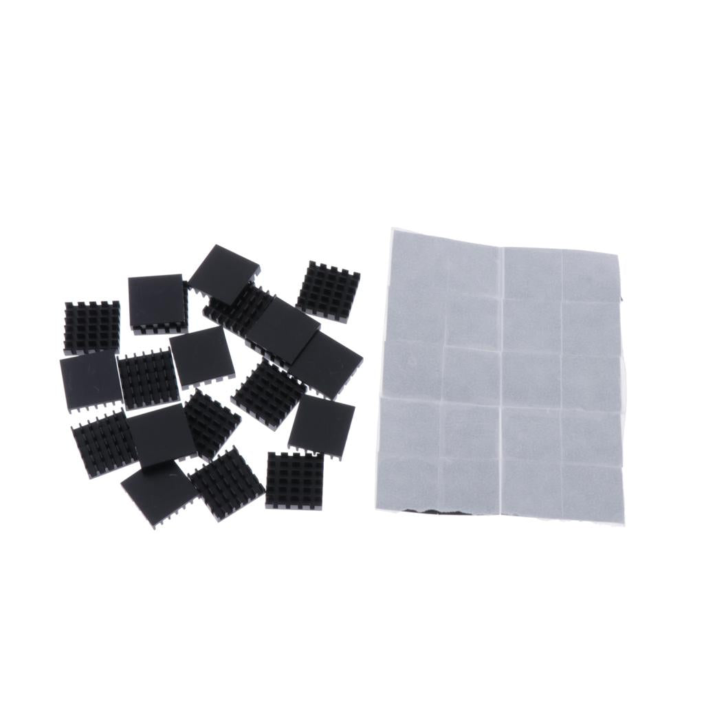 20 Pieces Aluminum Radiators Heat Sinks 18x18x5mm + Pre-applied Thermal Tape