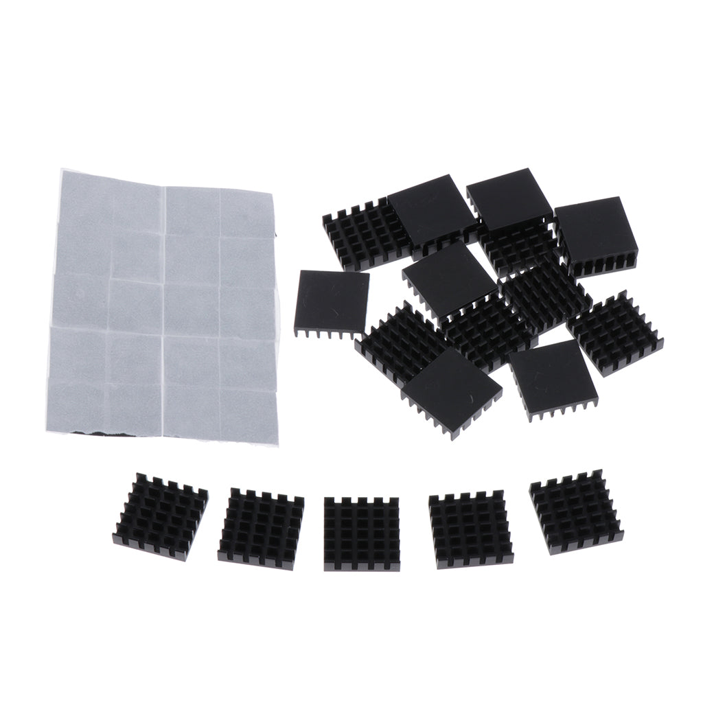 20 Pieces Aluminum Radiators Heat Sinks 18x18x5mm + Pre-applied Thermal Tape