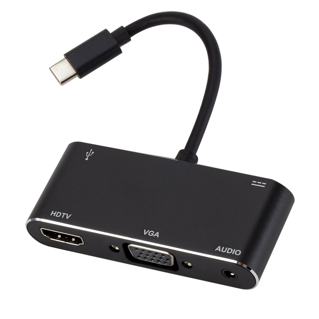 USB C to HDMI VGA Adapter HDMI/VGA/ Audio/USB 3.0 Port+USB C Port Converter