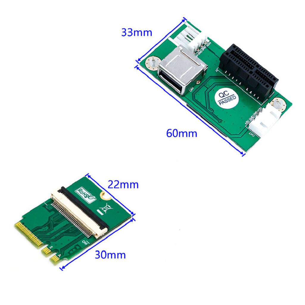 NGFF (M.2)  Key A/E  to PCI-E X1 Adapter Riser Card with USB 2.0 Port