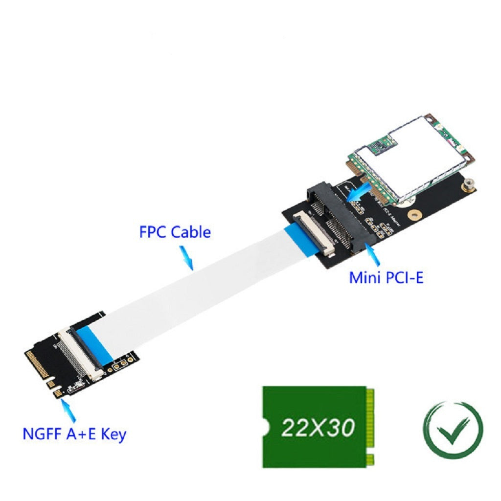 NGFF M.2 Key A+E to Mini PCI-E  Adapter with FFC Cable