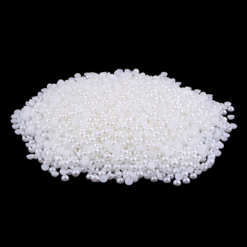 0.5kg Half Pearl Beads Flat Back Cabochon for DIY Scrapbooking White 4mm