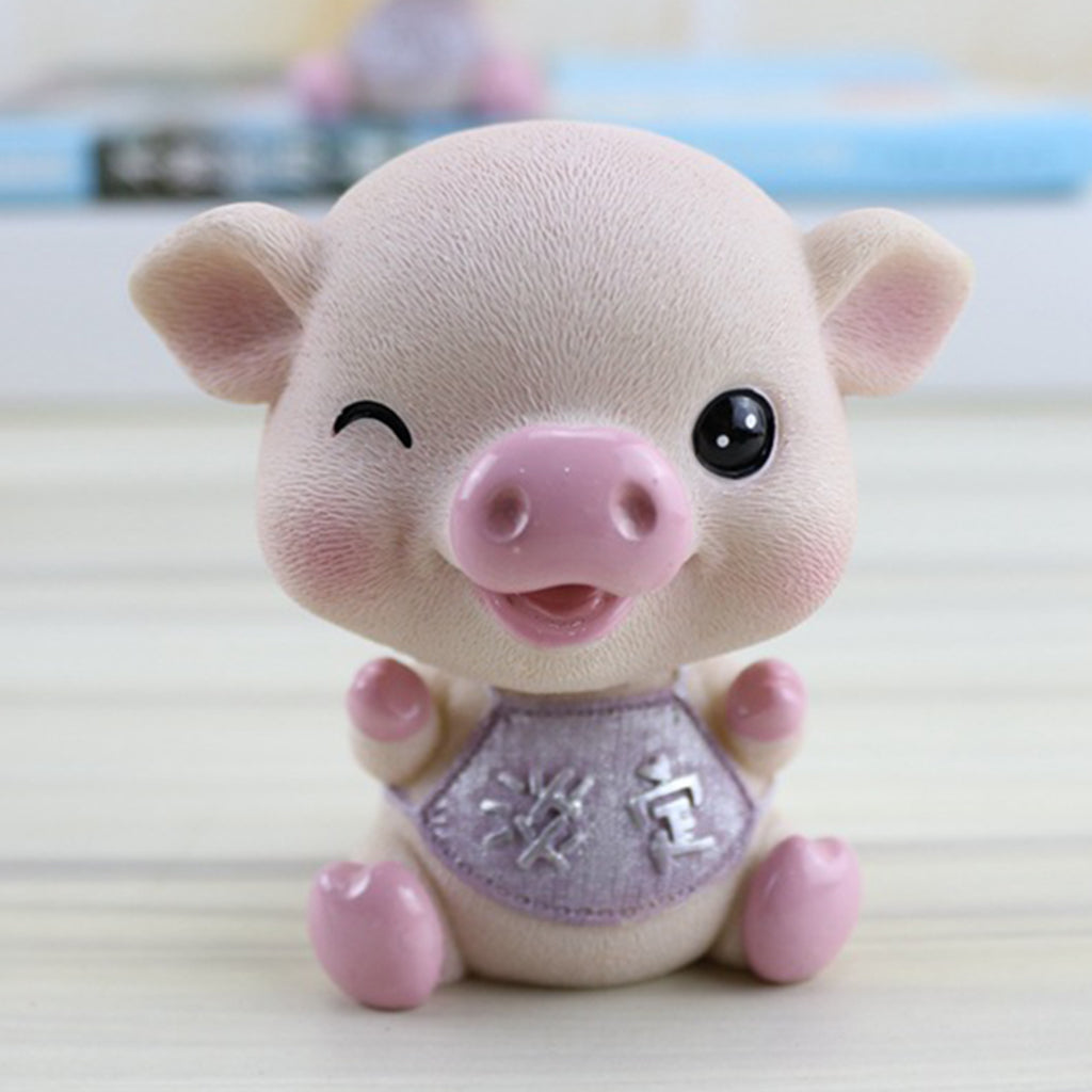 Nodding Lucky Pig Toy Bobbing Figure Doll Car Auto Interior Ornaments B