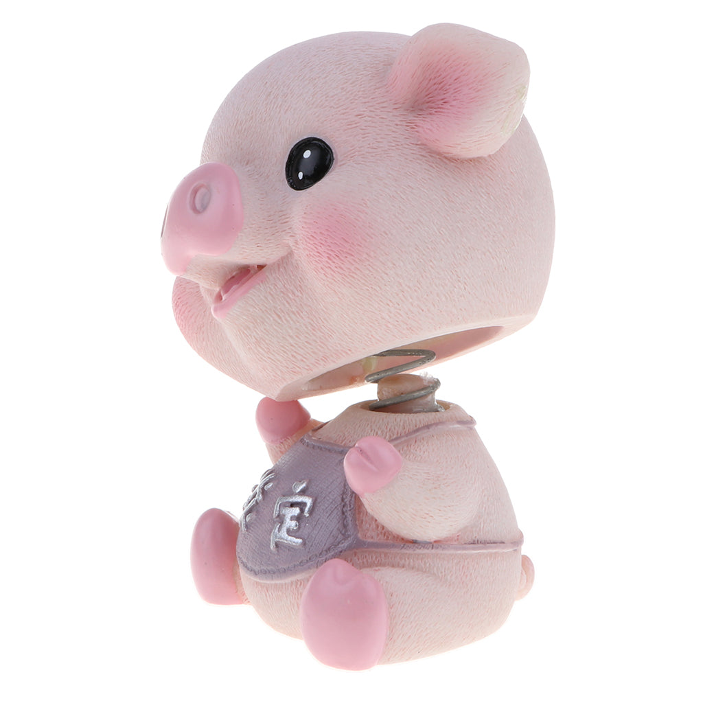 Nodding Lucky Pig Toy Bobbing Figure Doll Car Auto Interior Ornaments B