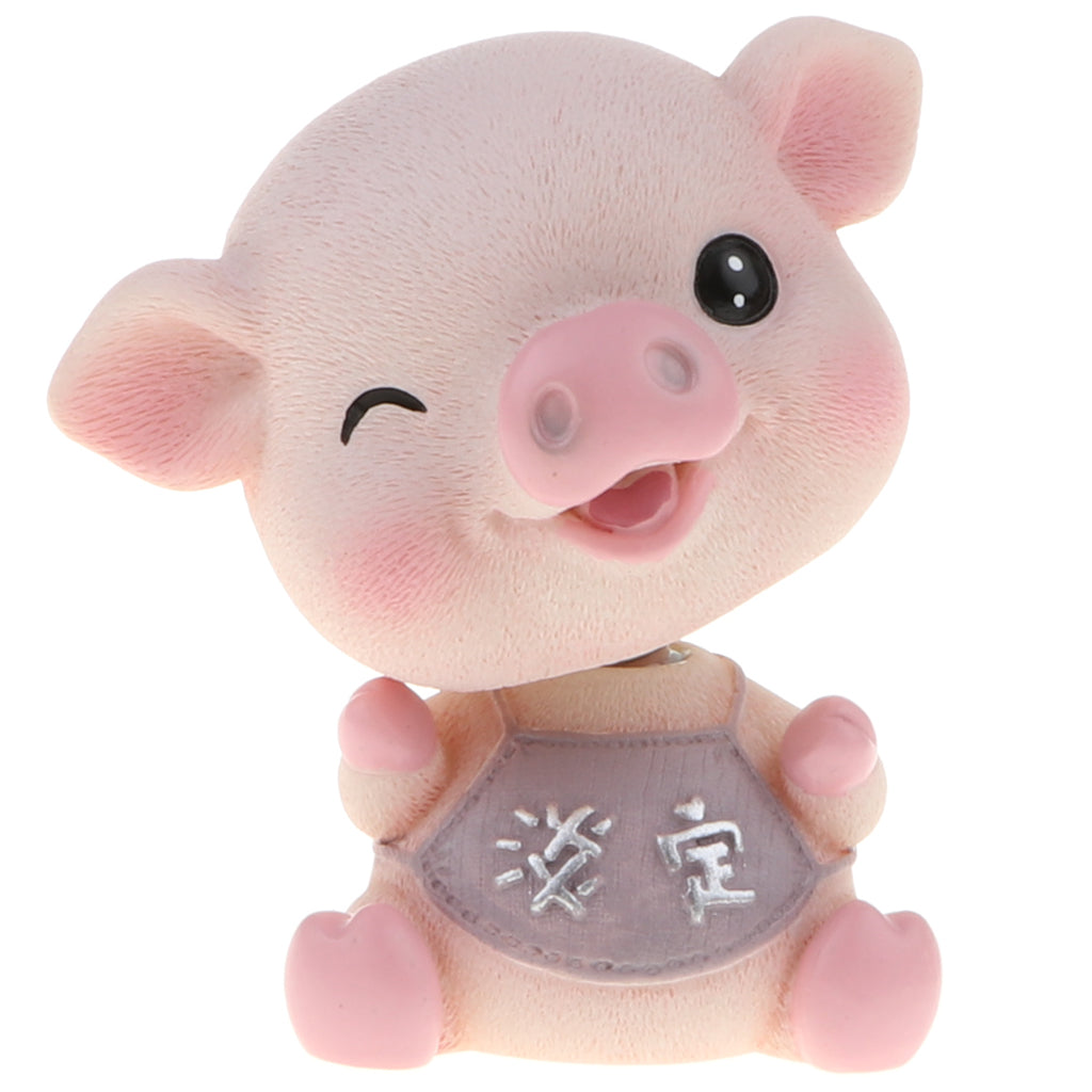 Nodding Lucky Pig Toy Bobbing Figure Doll Car Auto Interior Ornaments B