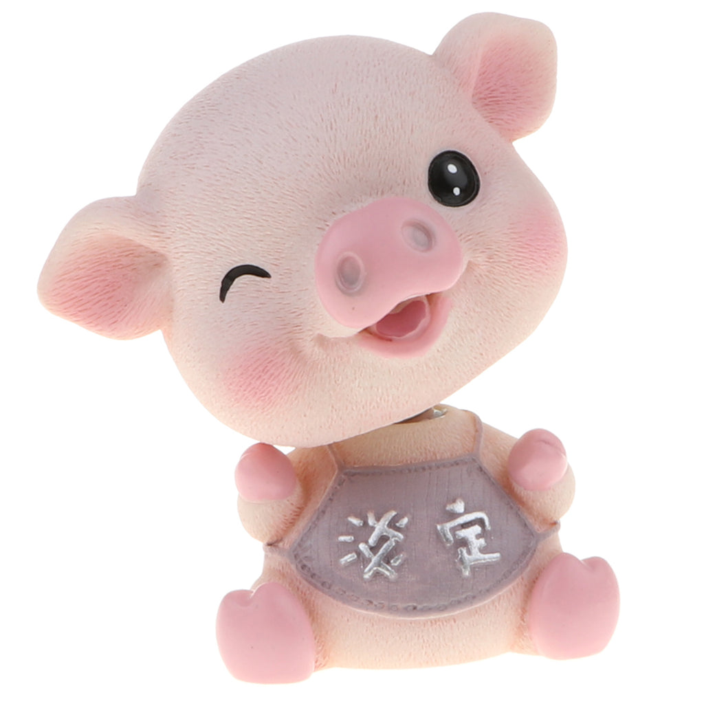 Nodding Lucky Pig Toy Bobbing Figure Doll Car Auto Interior Ornaments B