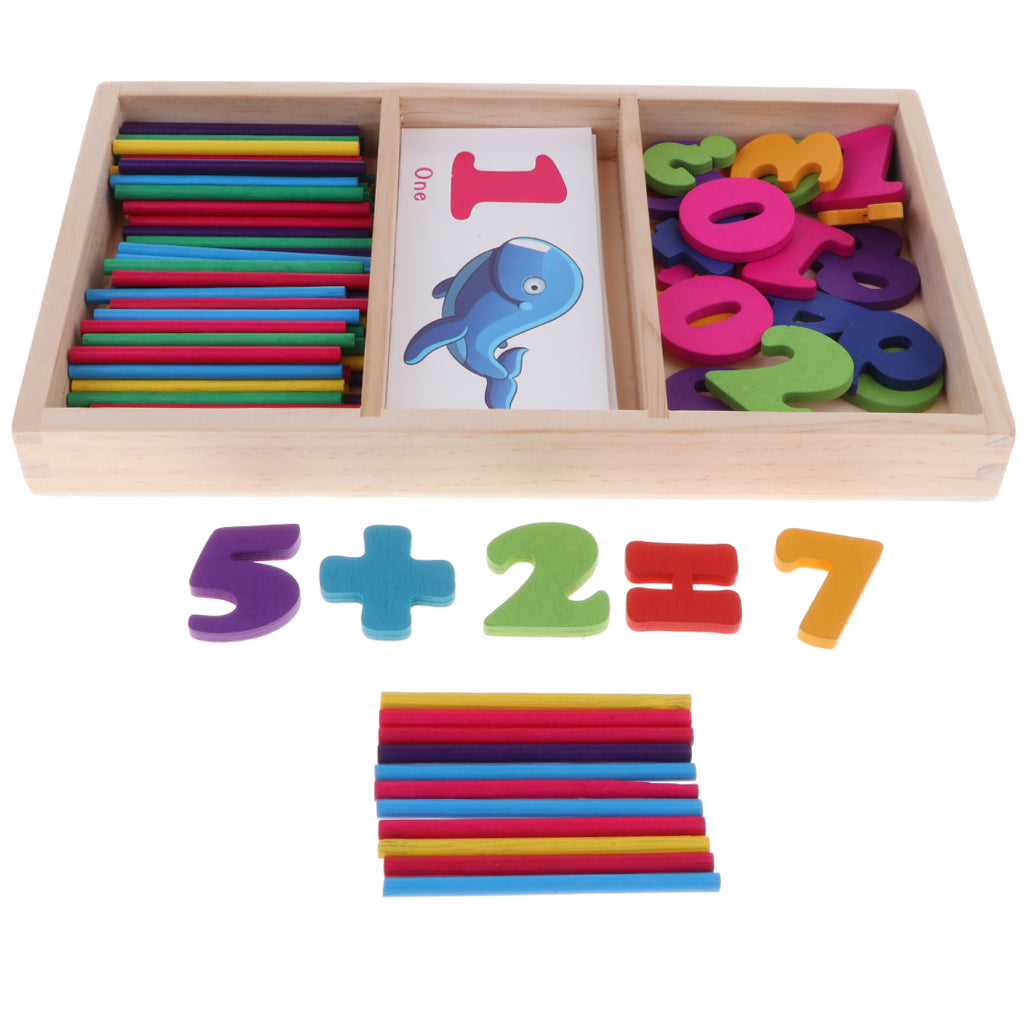 Wooden Arithmetic Box - Math Mathematics Educational Toy Counting Stick Set