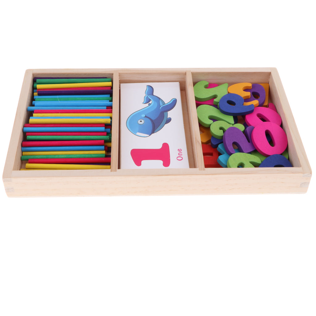 Wooden Arithmetic Box - Math Mathematics Educational Toy Counting Stick Set