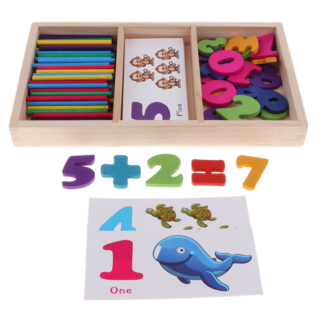 Wooden Arithmetic Box - Math Mathematics Educational Toy Counting Stick Set