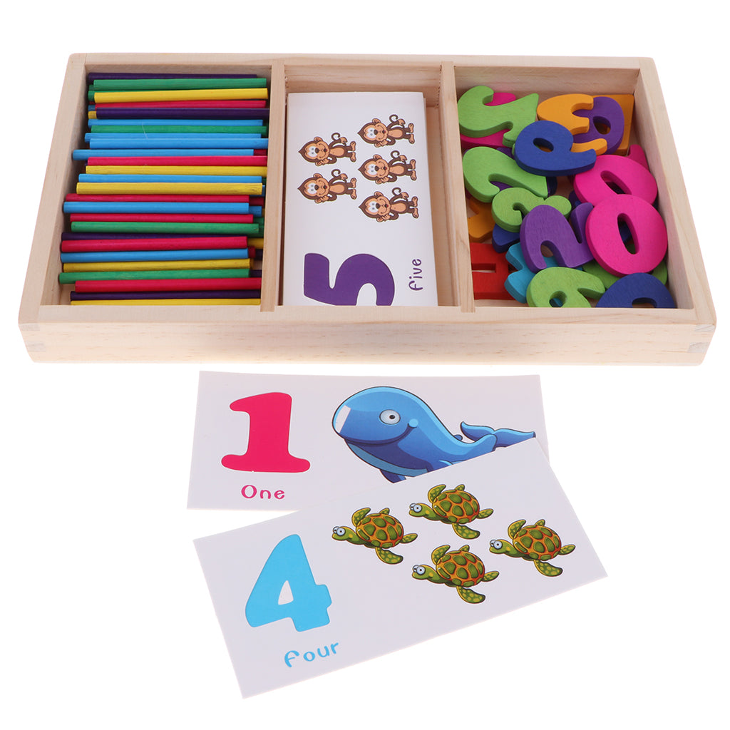 Wooden Arithmetic Box - Math Mathematics Educational Toy Counting Stick Set