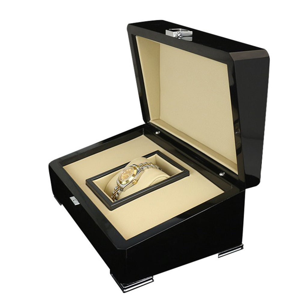 Wooden Watch Box PU Leather Mens Watch Organizer Jewelry Display Case