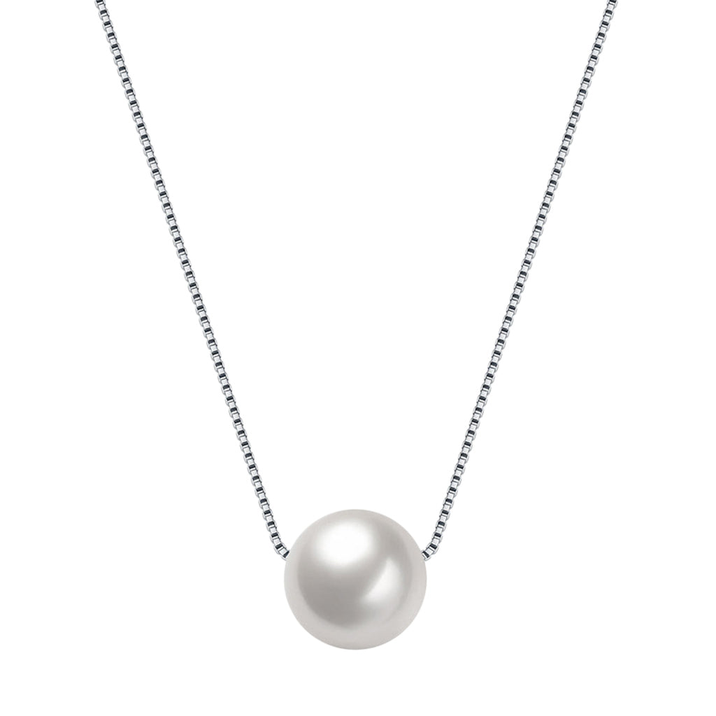 White Pearl Pendant Necklace Silver