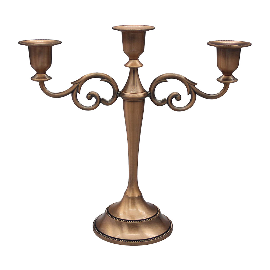 European 3 Arms Candelabra Candle Holder for Decoration  Brown