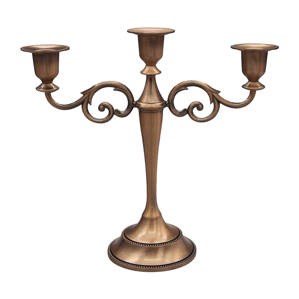 European 3 Arms Candelabra Candle Holder for Decoration  Brown