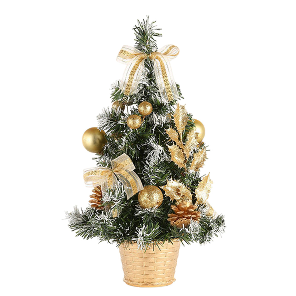 Artificial Tabletop Mini Christmas Tree Decor Miniature Xmas Tree Golden