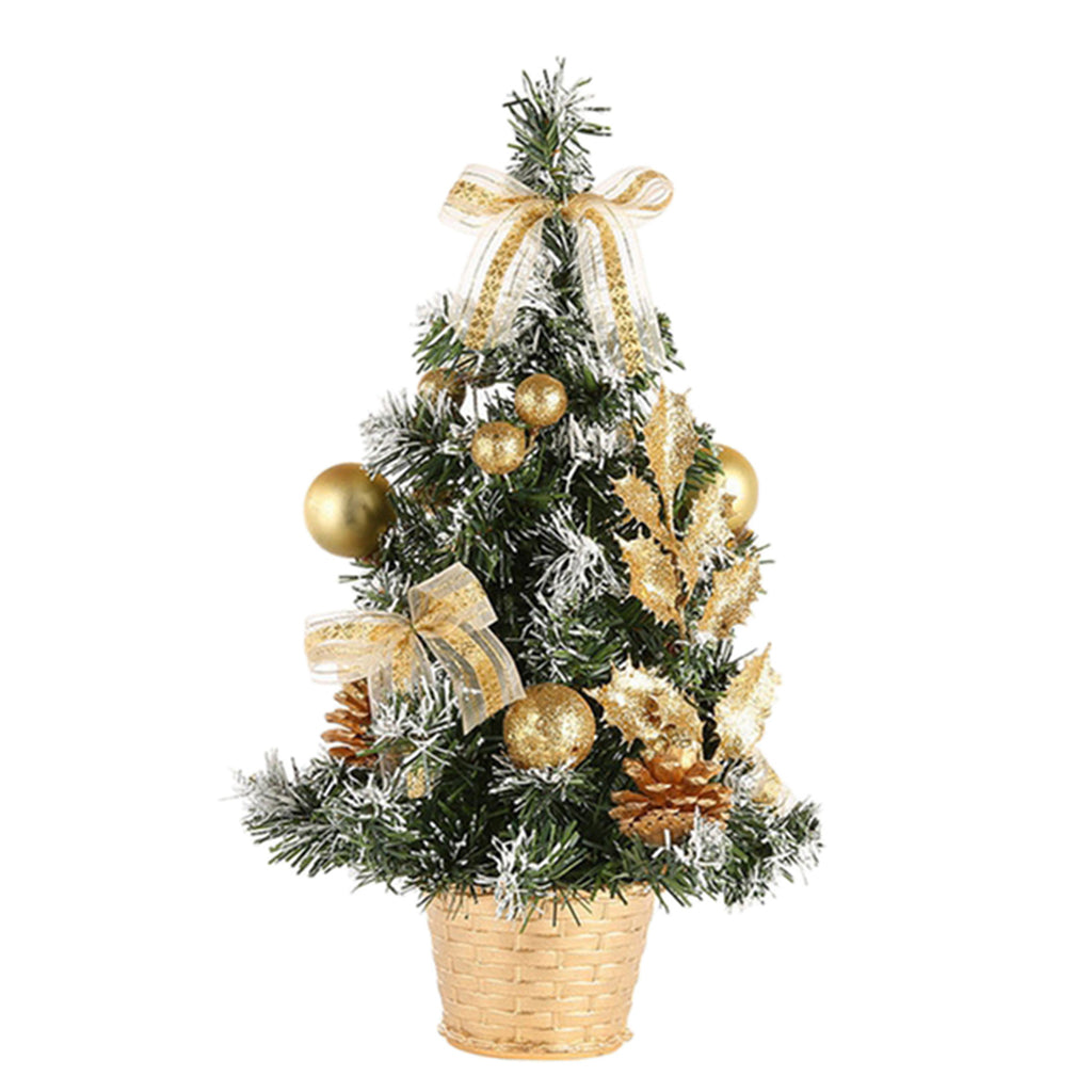 Artificial Tabletop Mini Christmas Tree Decor Miniature Xmas Tree Golden