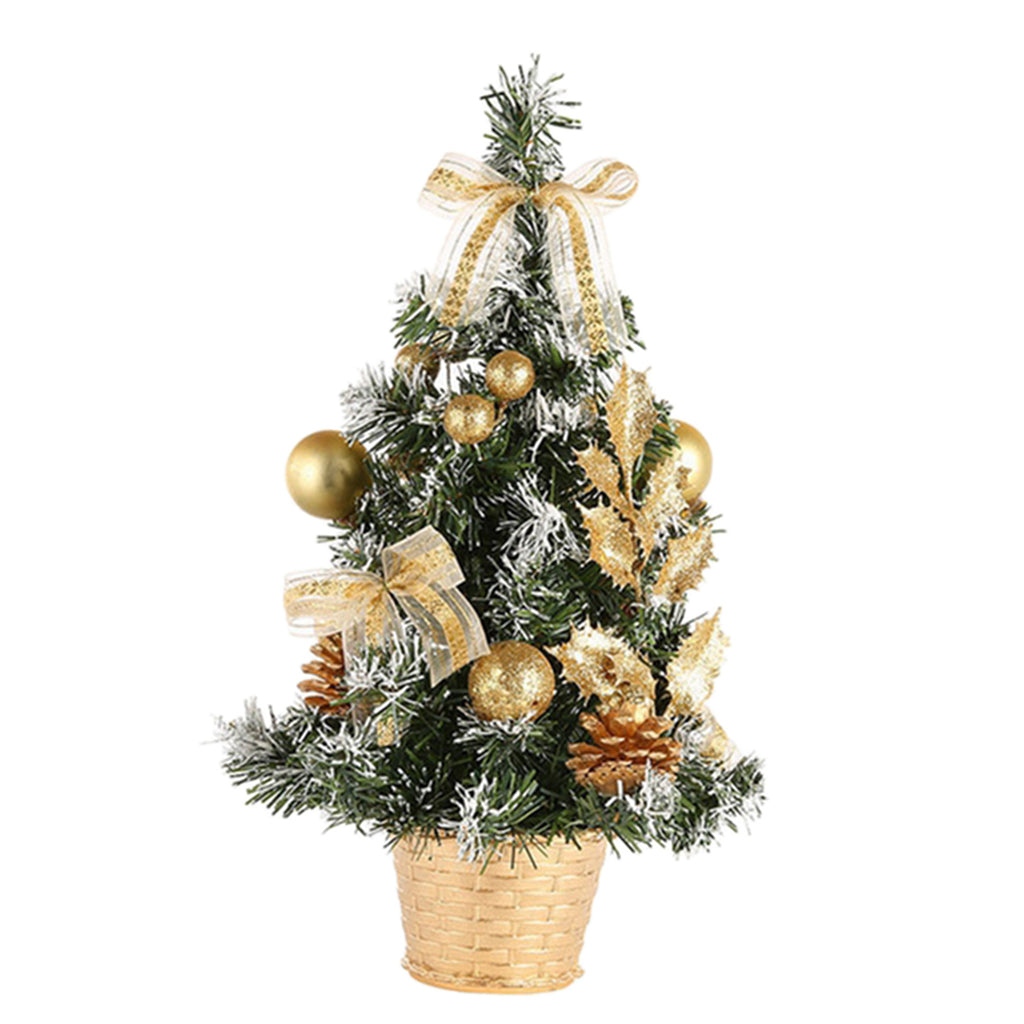 Artificial Tabletop Mini Christmas Tree Decor Miniature Xmas Tree Golden