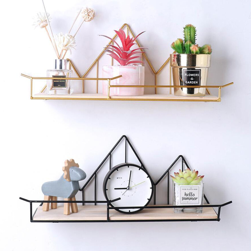 Nordic Style Iron Wall Shelf Wall Mounted Storage Rack  Black