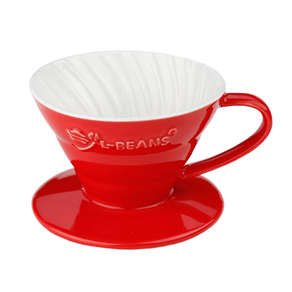 Ceramic Pour Over Manual Espresso Coffee Dripper Cup Red/Yellow/Blue Red