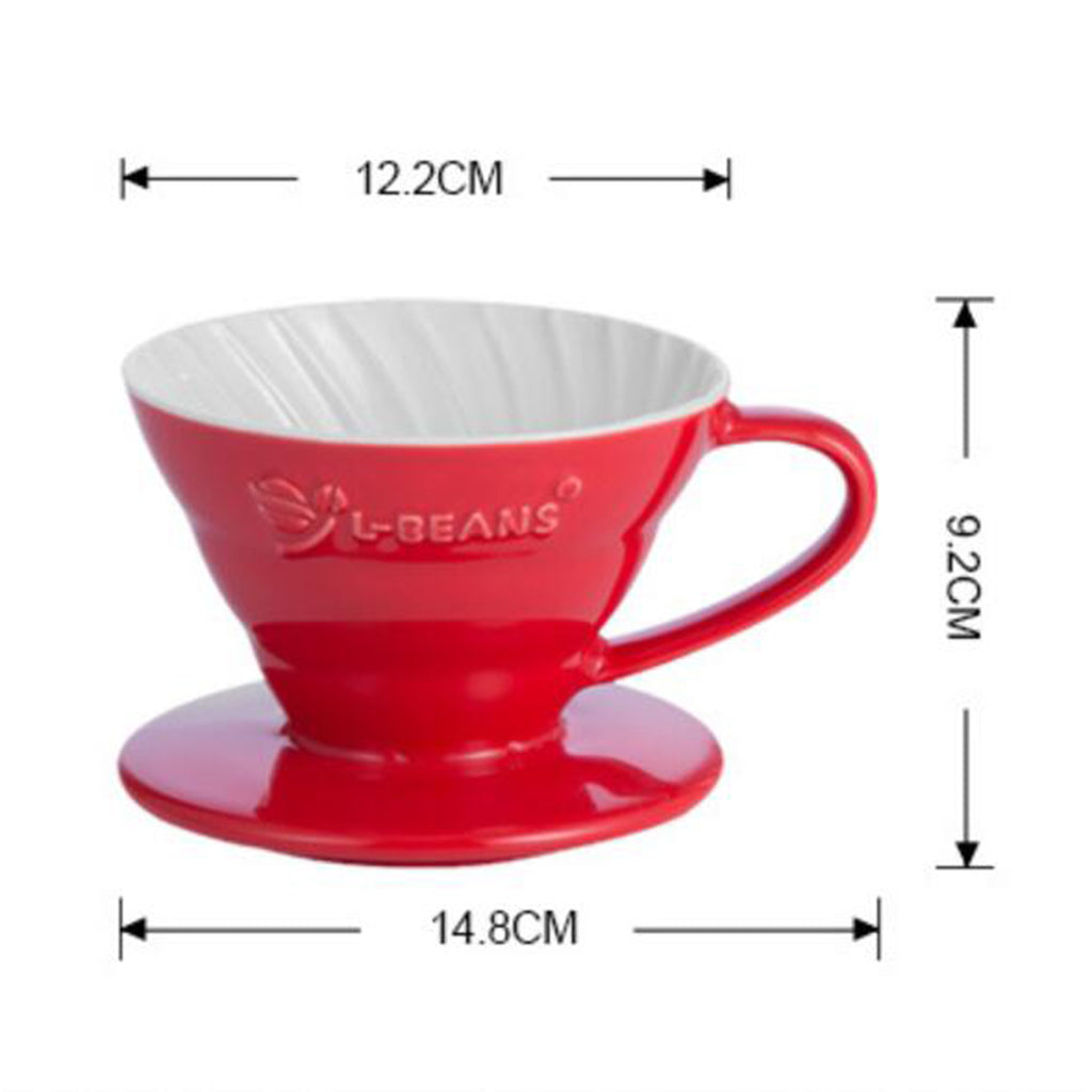 Ceramic Pour Over Manual Espresso Coffee Dripper Cup Red/Yellow/Blue Red