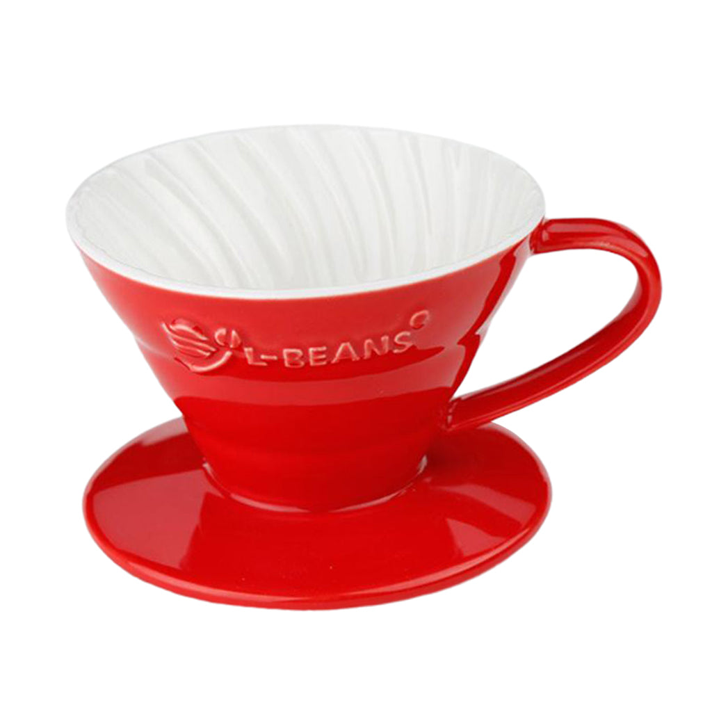 Ceramic Pour Over Manual Espresso Coffee Dripper Cup Red/Yellow/Blue Red