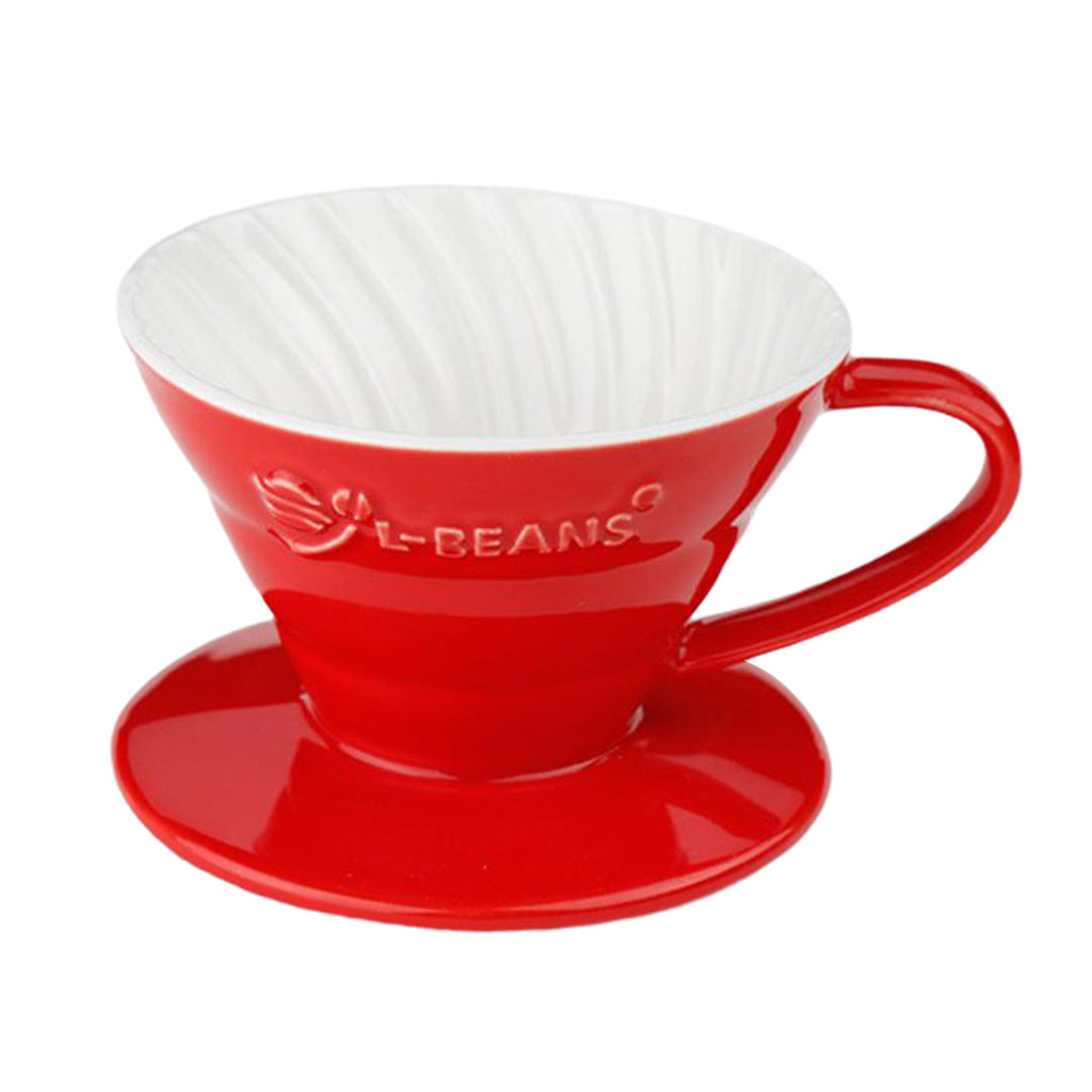 Ceramic Pour Over Manual Espresso Coffee Dripper Cup Red/Yellow/Blue Red