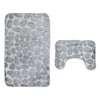 2 Pcs Xmas Bathmat Toilet Set Mat & Lid Cover Bathroom Set Gray