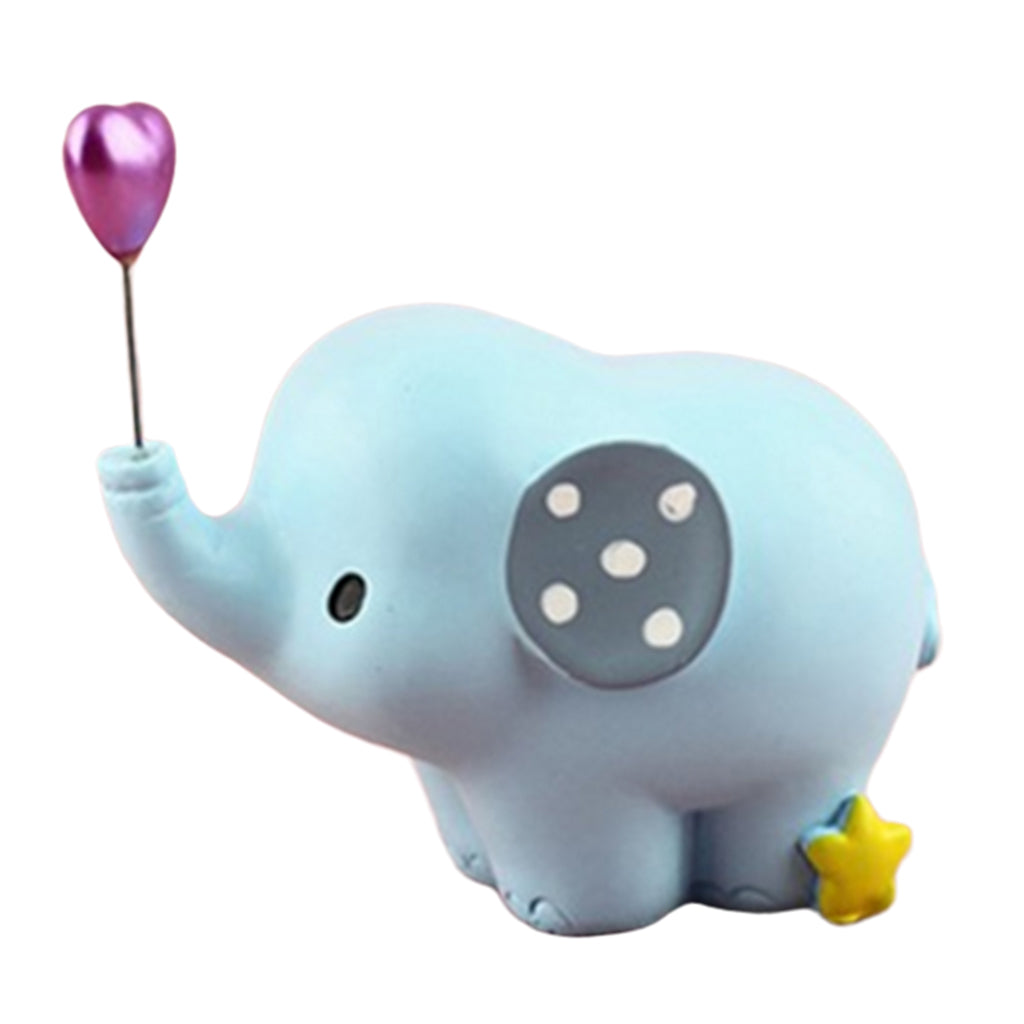 Cute Resin Small Elephant Figurines Indoor Desktop Decoration Blue