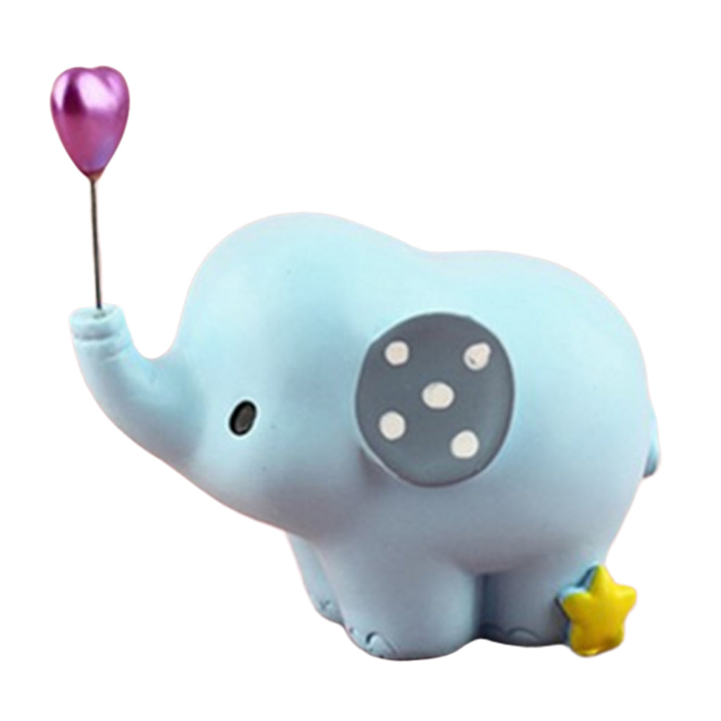 Cute Resin Small Elephant Figurines Indoor Desktop Decoration Blue