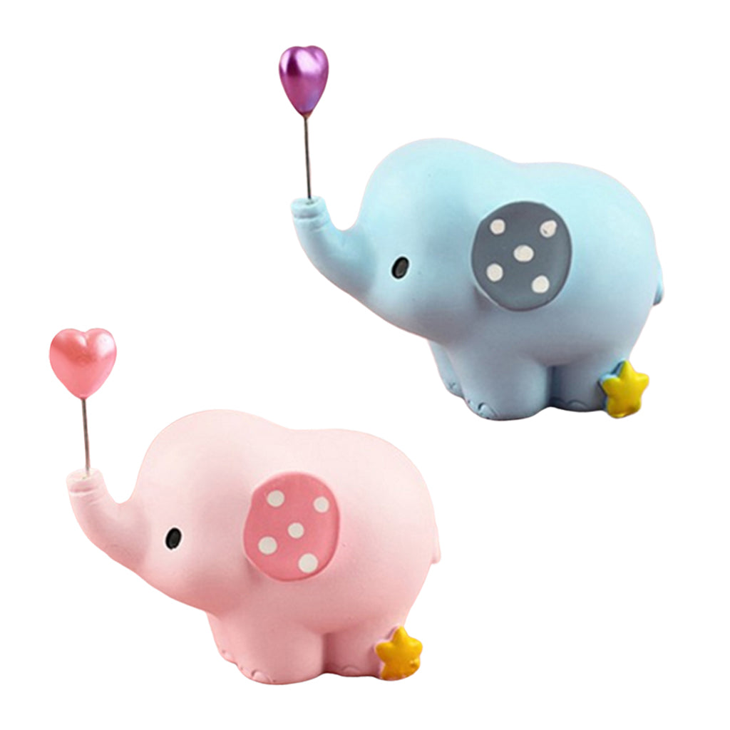 Cute Resin Small Elephant Figurines Indoor Desktop Decoration Blue