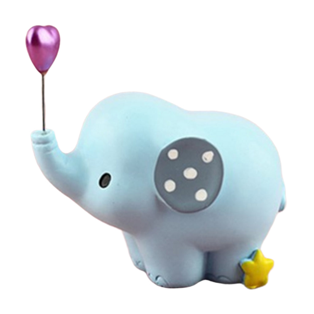 Cute Resin Small Elephant Figurines Indoor Desktop Decoration Blue