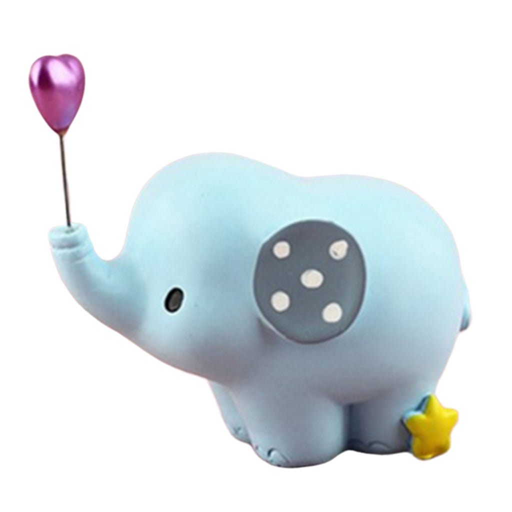 Cute Resin Small Elephant Figurines Indoor Desktop Decoration Blue