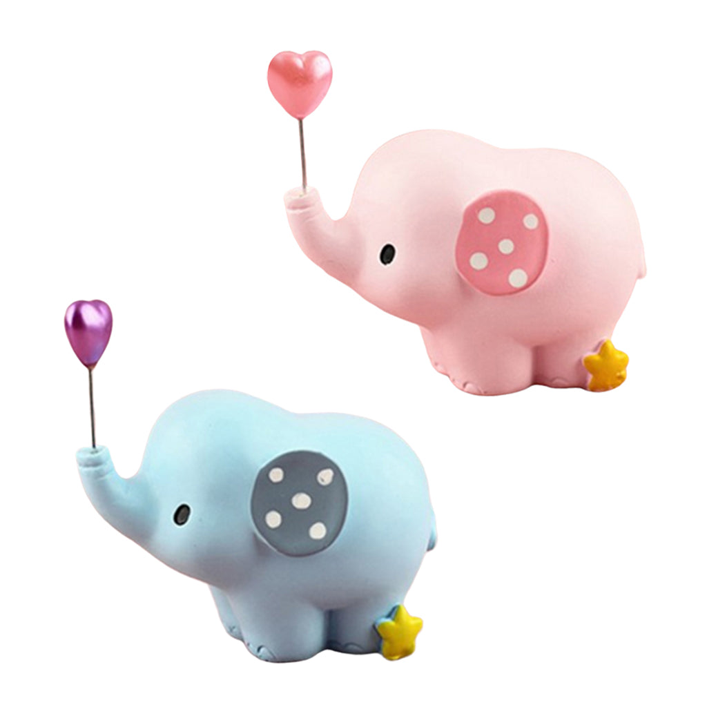 Cute Resin Small Elephant Figurines Indoor Desktop Decoration Blue