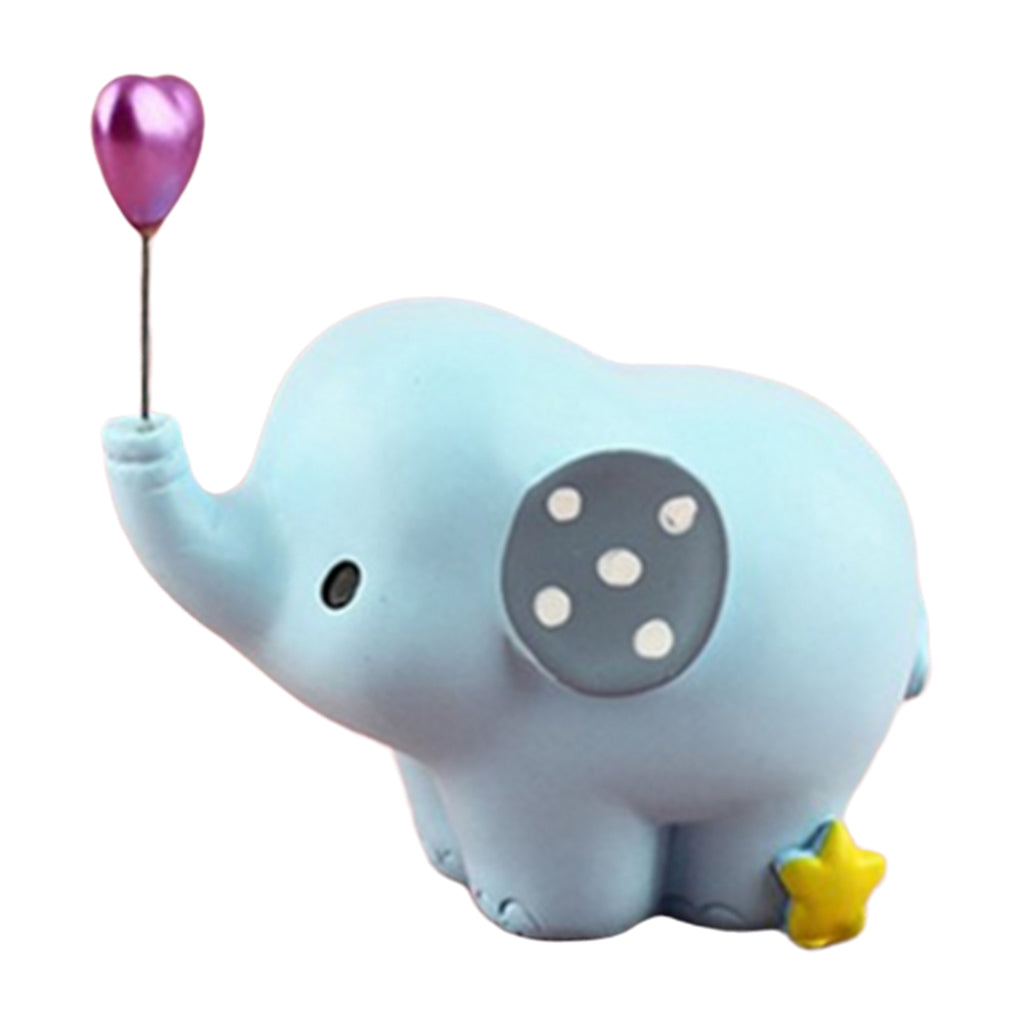 Cute Resin Small Elephant Figurines Indoor Desktop Decoration Blue