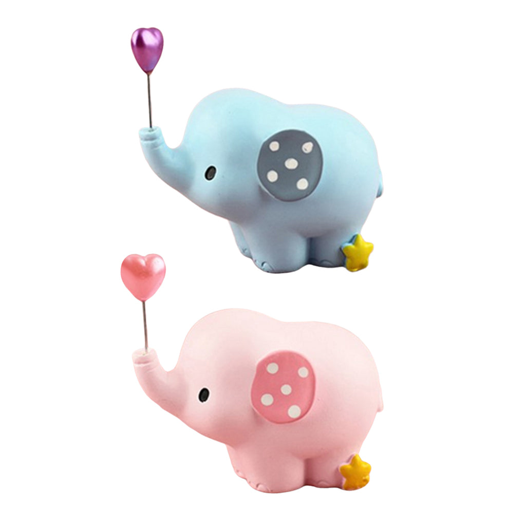 Cute Resin Small Elephant Figurines Indoor Desktop Decoration Blue