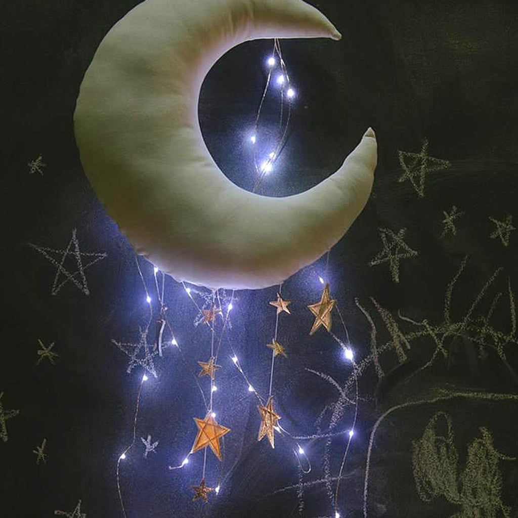 Golden Star Moon Wall Hanging Ornaments for Home Kids Room Decor White