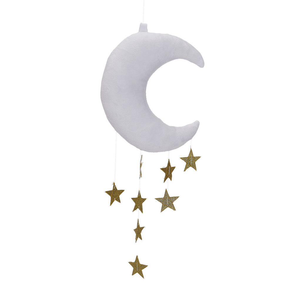 Golden Star Moon Wall Hanging Ornaments for Home Kids Room Decor White