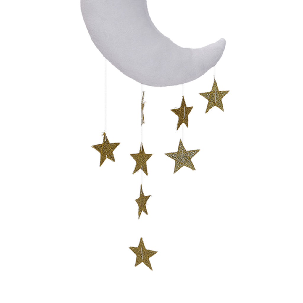 Golden Star Moon Wall Hanging Ornaments for Home Kids Room Decor White