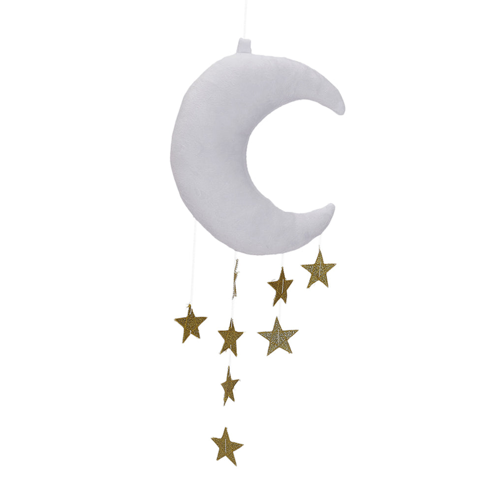 Golden Star Moon Wall Hanging Ornaments for Home Kids Room Decor White