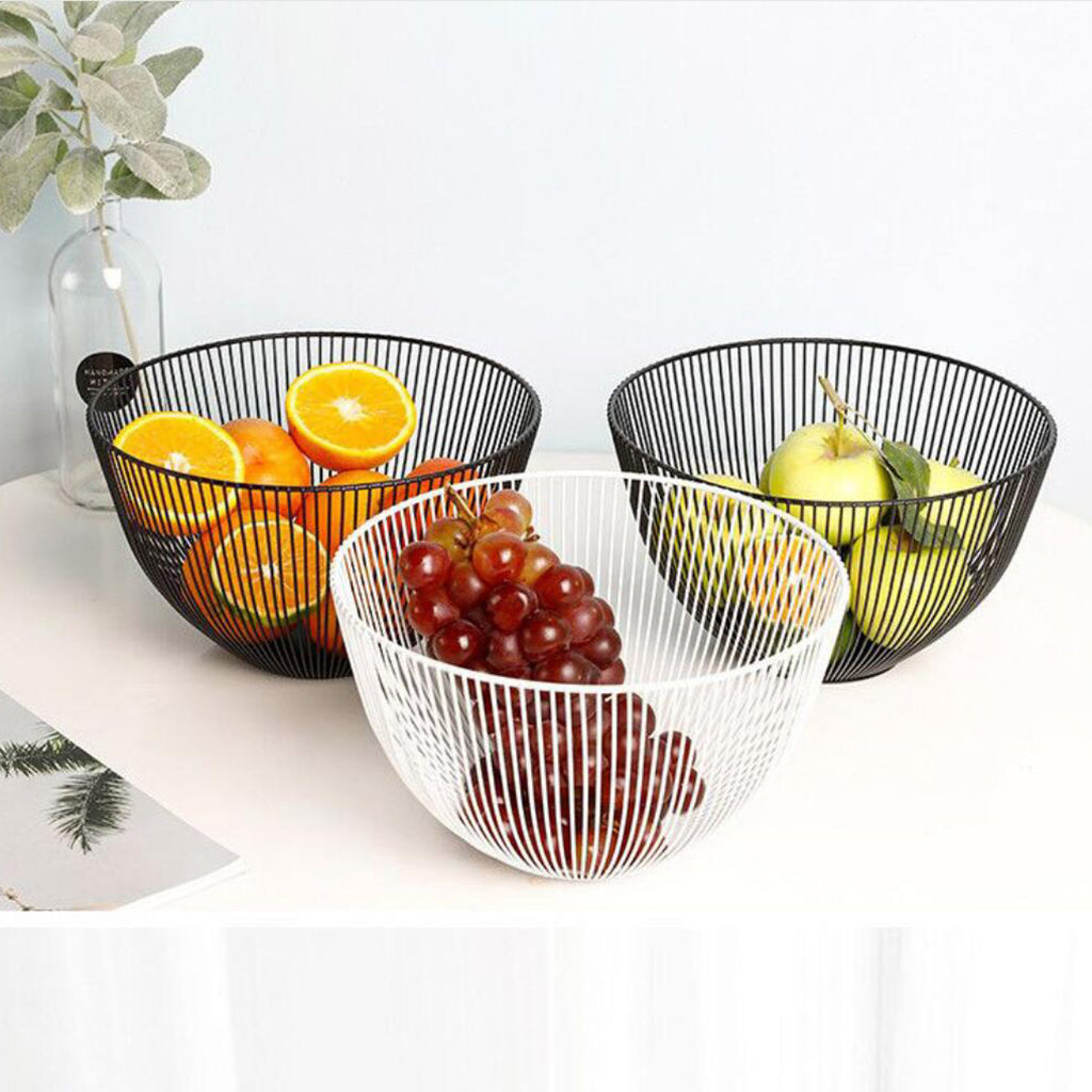 Creative Metal Fruit Snack Basket Bowl Kitchen Stainer Black/White A White L