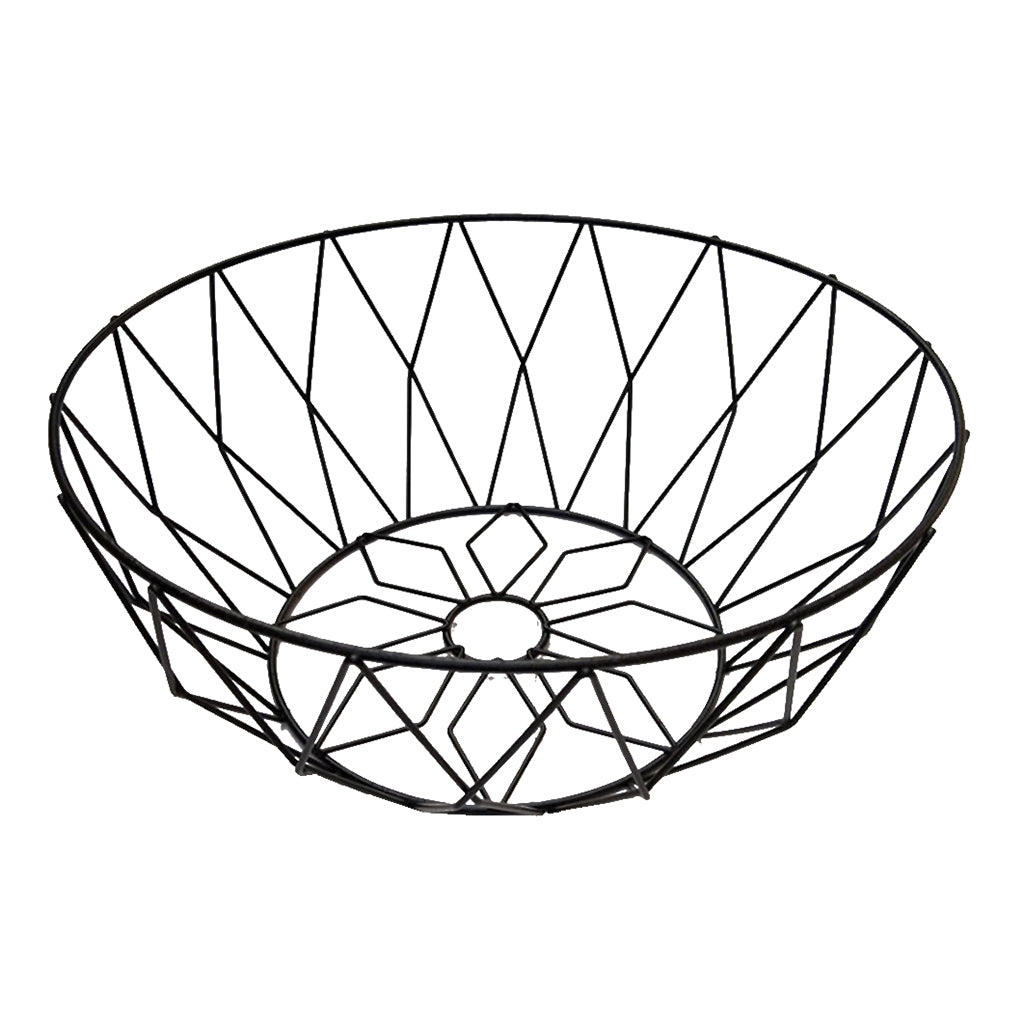 Metal Wire Fruit Basket Bowl Candy Snack Storage Container Holder C_Black_L