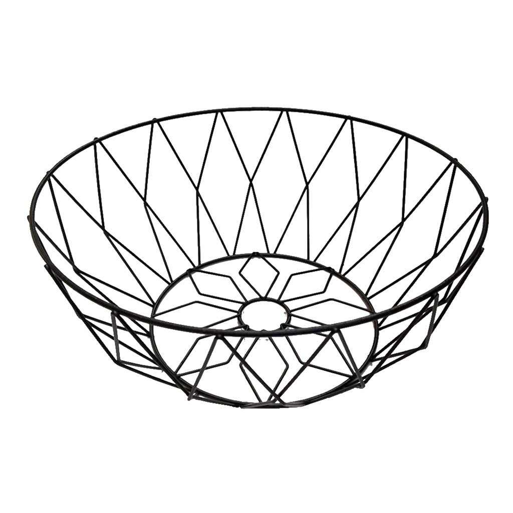 Metal Wire Fruit Basket Bowl Candy Snack Storage Container Holder C_Black_L