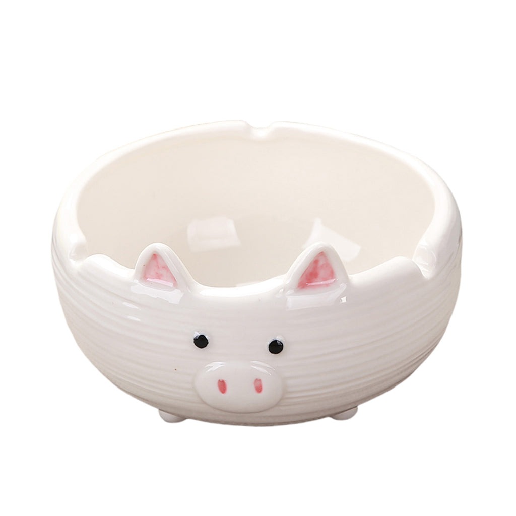 Cute Pig Ceramic Ashtray Ash Holder Living Room Decor Gift White 12x7cm