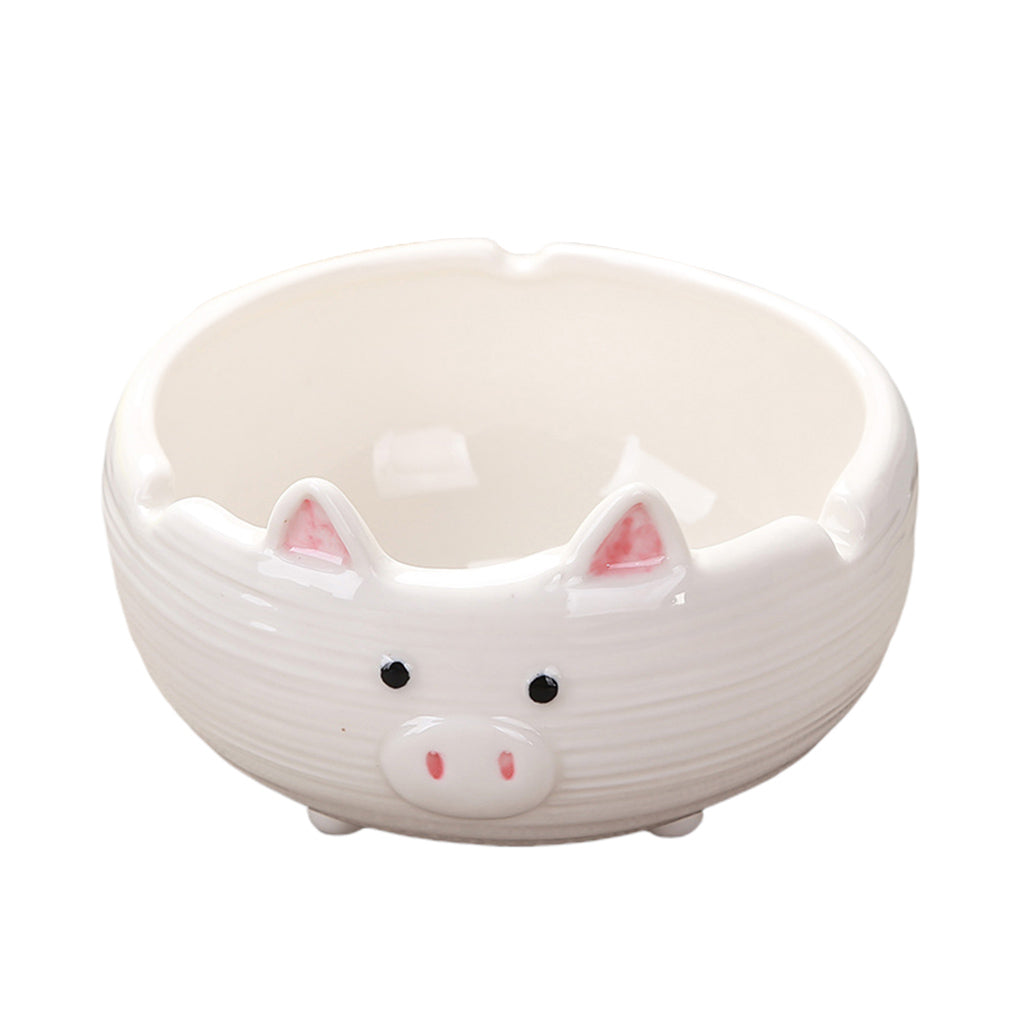 Cute Pig Ceramic Ashtray Ash Holder Living Room Decor Gift White 12x7cm