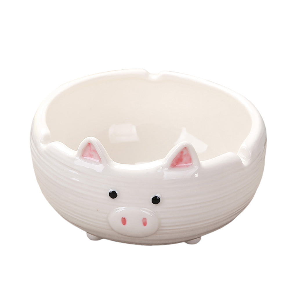 Cute Pig Ceramic Ashtray Ash Holder Living Room Decor Gift White 12x7cm