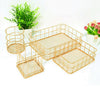 Wire Storage Basket Bin Organizer Holder for Kithen Bathroom Golden L