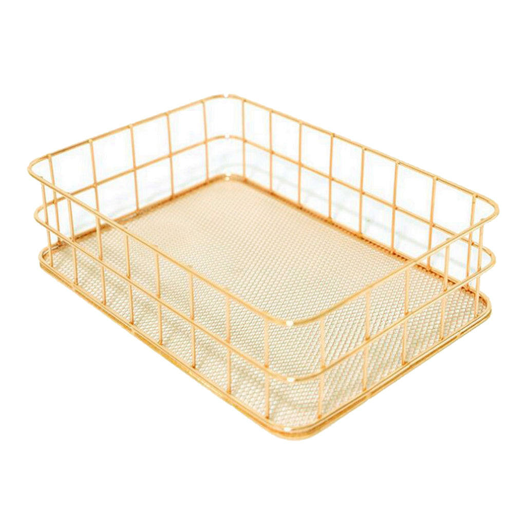 Wire Storage Basket Bin Organizer Holder for Kithen Bathroom Golden L