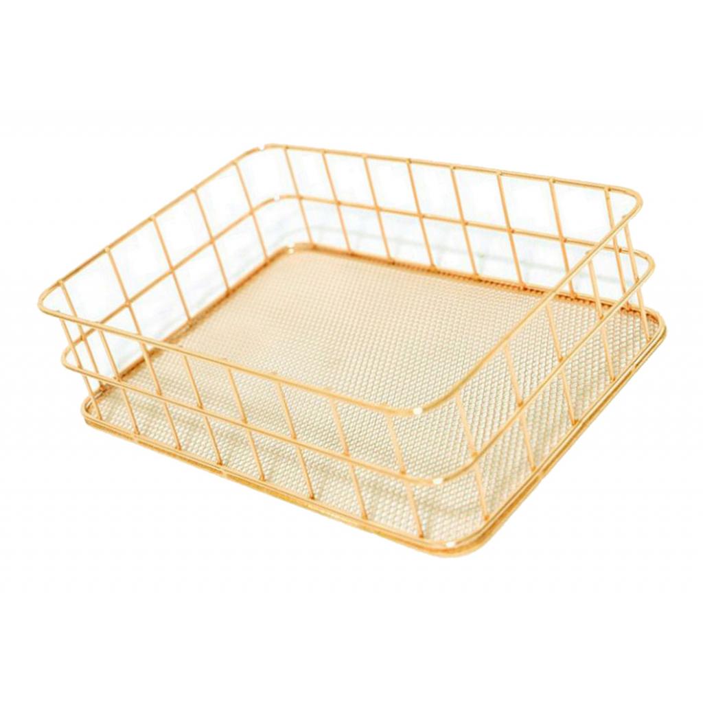 Wire Storage Basket Bin Organizer Holder for Kithen Bathroom Golden L